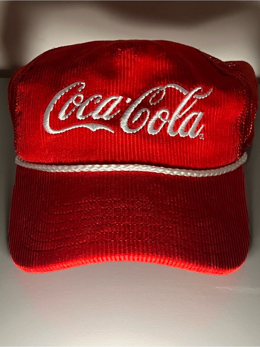 Coca-Cola Red Corduroy Hat with White Rope Accent